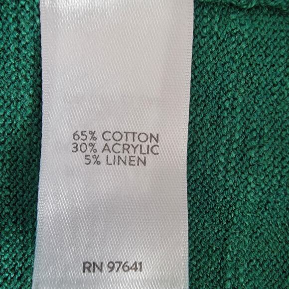 J Jill Linen Blend Green Tunic Sweater Sz L Christmas Holiday Office Preppy Work - Picture 7 of 8